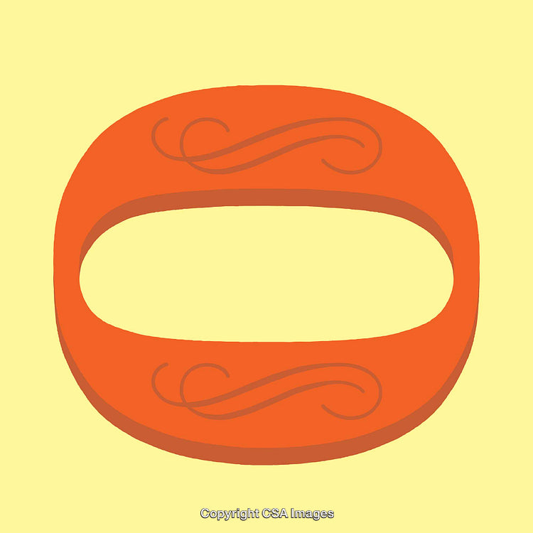 Illustration of the Letter O Featuring Decorative Elements on a Yellow Background