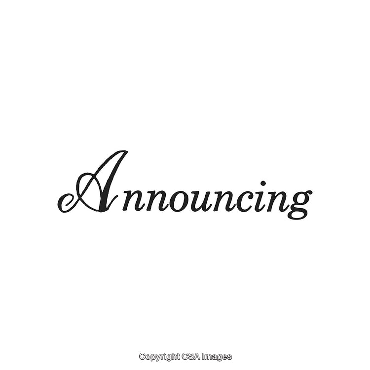 Elegant Calligraphy Text Displaying the Word Announcing on a White Background