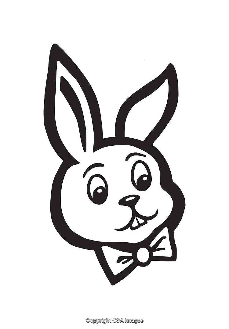 Black and White Line Art of a Happy Rabbit Cartoon Drawing