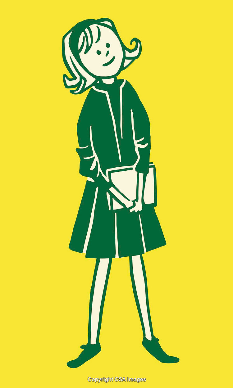 Colorful Minimalist Line Art Illustration of a Happy Young Student