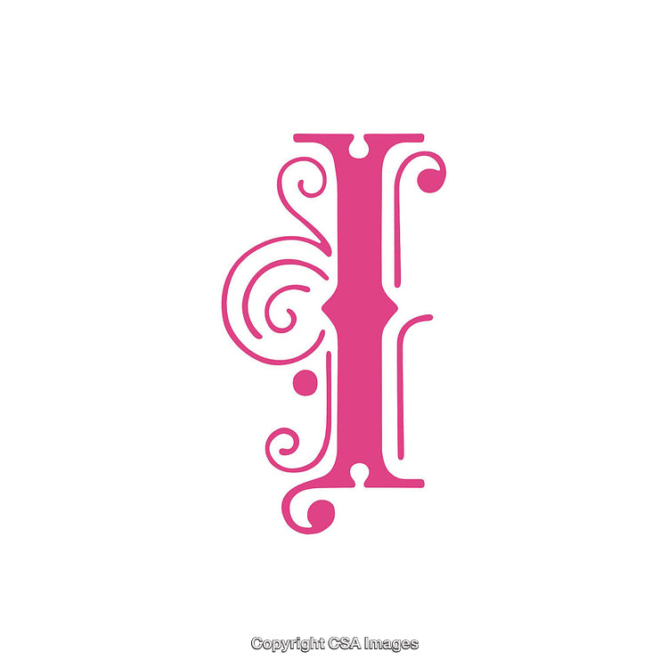 Elegant Pink Letter I With Decorative Swirls and Design
