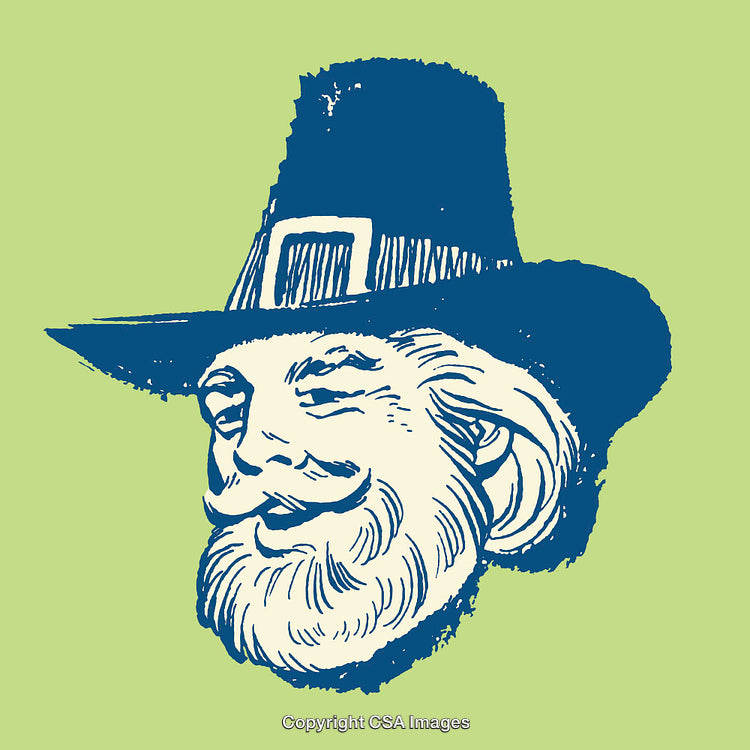 Colonial-Era Gentleman Illustration with Classic Features on Green Background