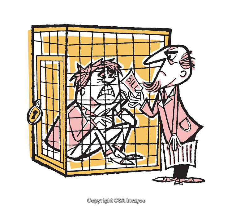Colorful Illustration Depicting Financial Struggles and Trapped Circumstances