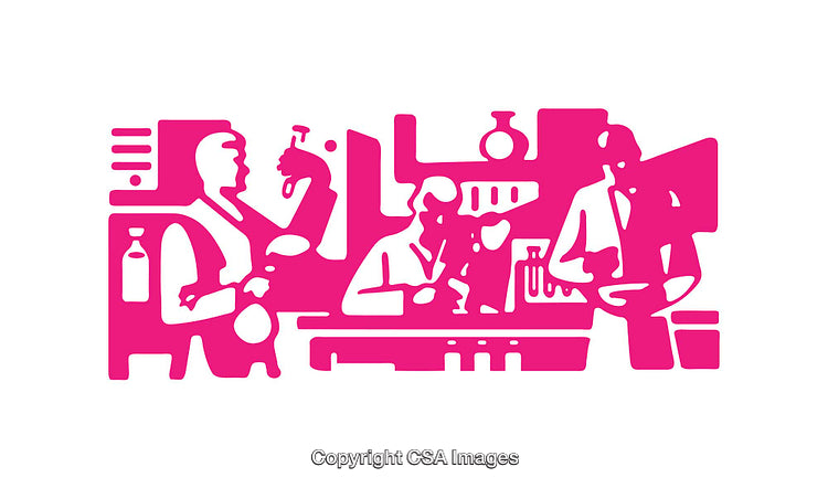 Abstract Scientists Working Inside a Modern Laboratory Environment