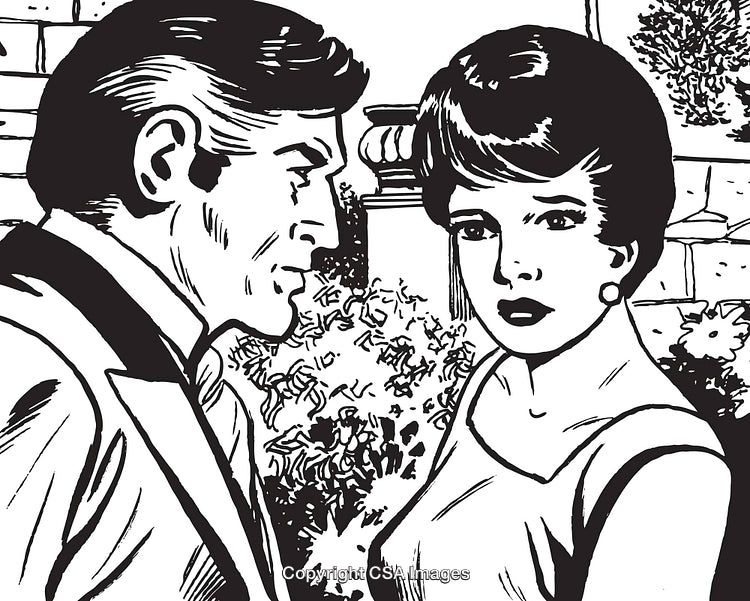 Elegant Vintage Illustration of Couple in a Romantic Outdoor Setting
