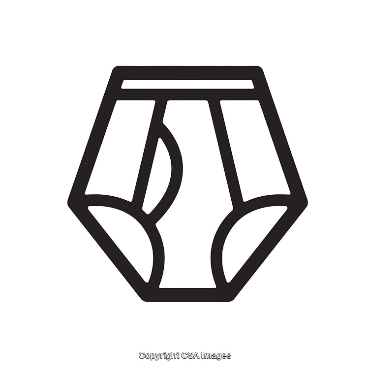 Black and White Line Art Icon Illustration of Diaper Design