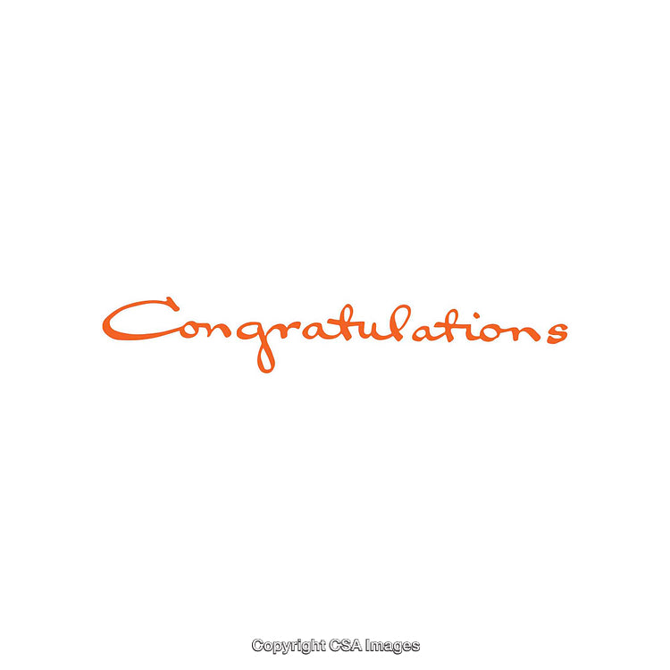 Orange Handwritten Congratulations Text On White Background