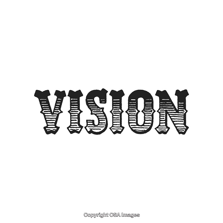 Vision Text in Vintage Typeface on Plain Background Reflecting Ideas and Ambition