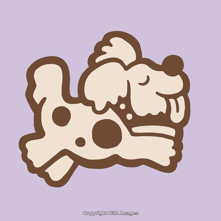 Adorable Cartoon Dog Illustration in Playful Style on Purple Background