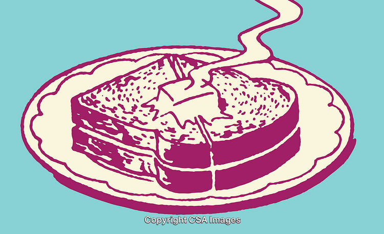 Illustrative Drawing of Toast with Butter in Line Art Style
