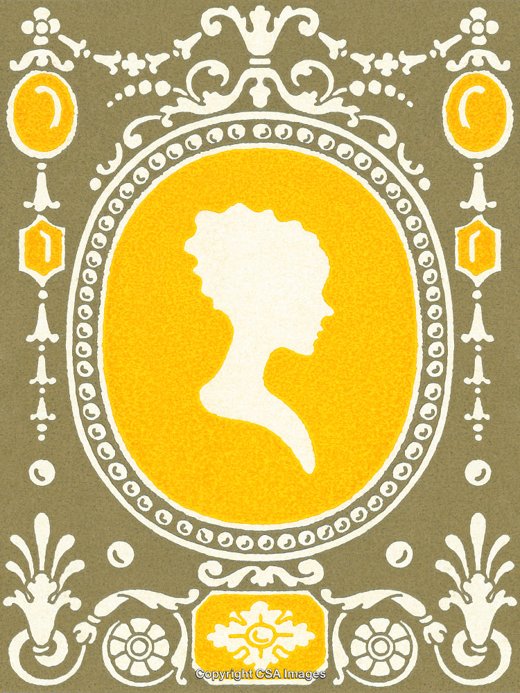 Vintage Cameo Style Profile in Ornamental Royal Design