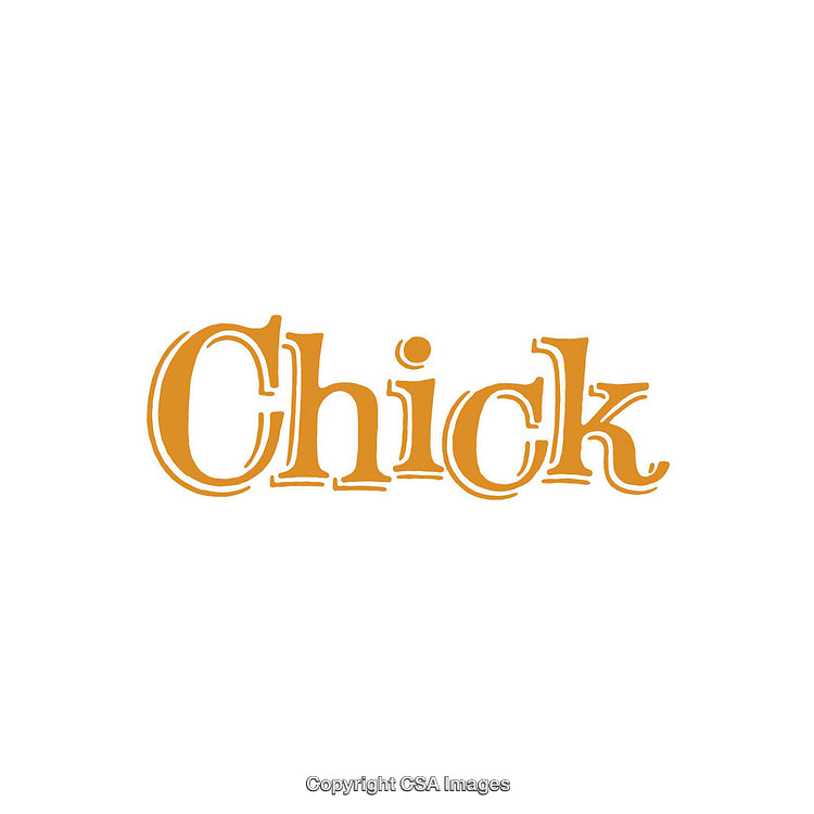 Yellow Stylized Text Design Showcasing the Word 'Chick' in Bold Letters