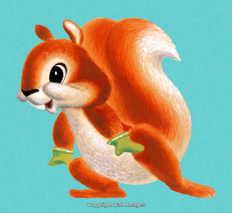 Playful Cartoon Squirrel Illustration With Blue Background
