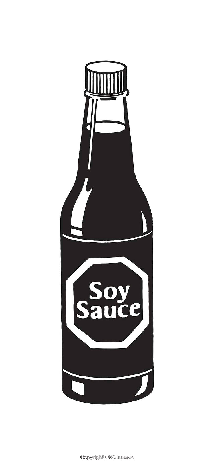 Black and White Illustration of a Soy Sauce Bottle