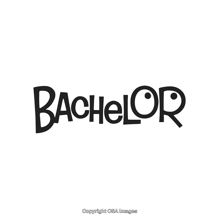 Playful Typography Design Featuring the Word 'Bachelor' in a Fun Style