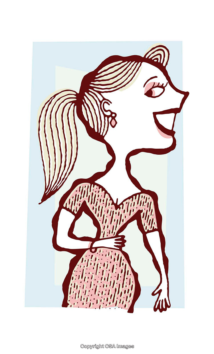 Colorful Cartoon Illustration of a Cheerful and Expressive Woman