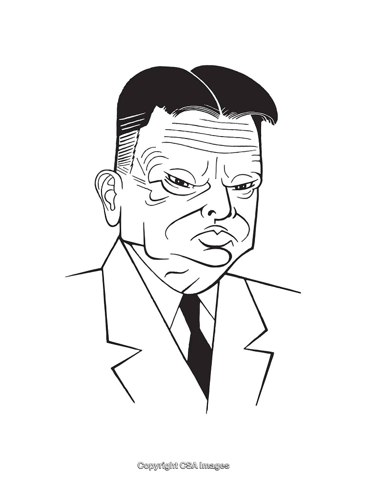 Black and White Caricature of a Man in Formal Attire