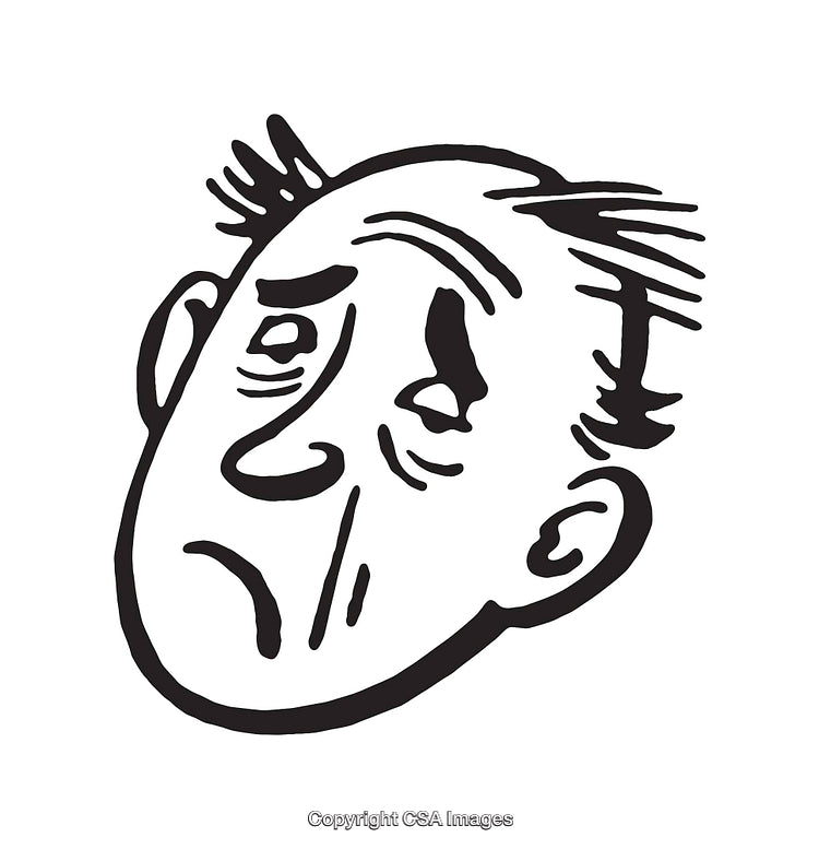 Expressive Black and White Sketch of a Worried Man's Face