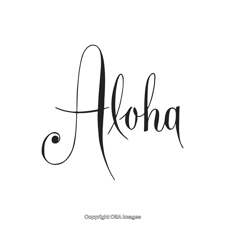 Elegant Calligraphy Style Aloha Text Design for Greetings or Decoration