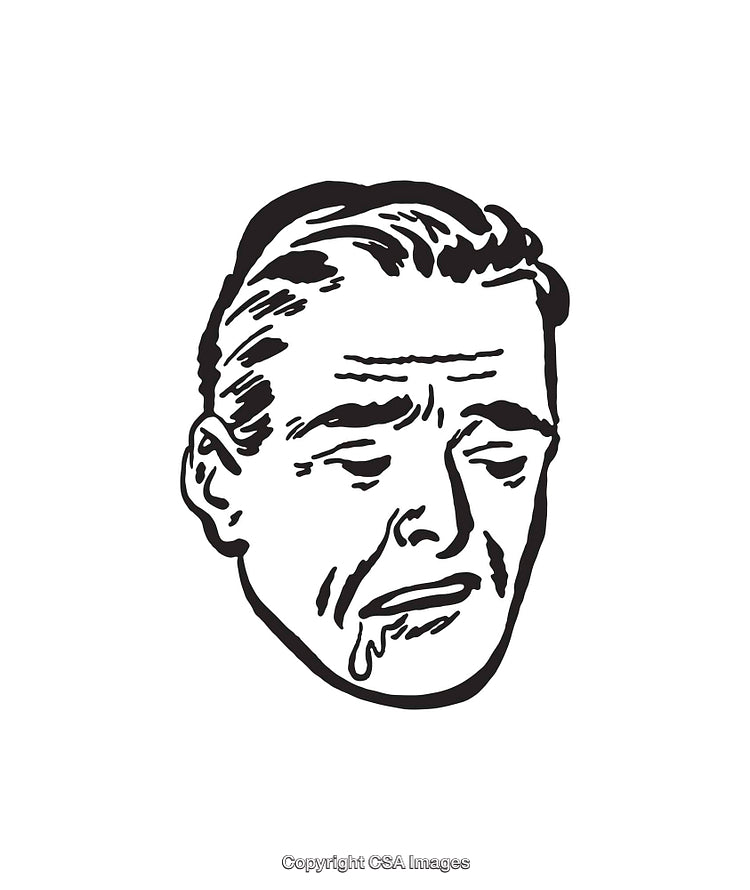 Black and White Line Art Illustration of a Male Facial Expression