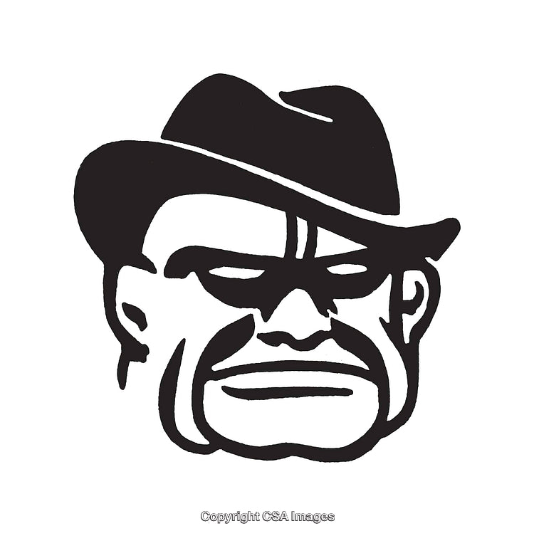 Black And White Line Art Illustration of a Strong-Looking Stranger
