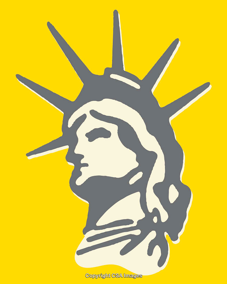 Statue of Liberty Illustration with Bold Yellow Background