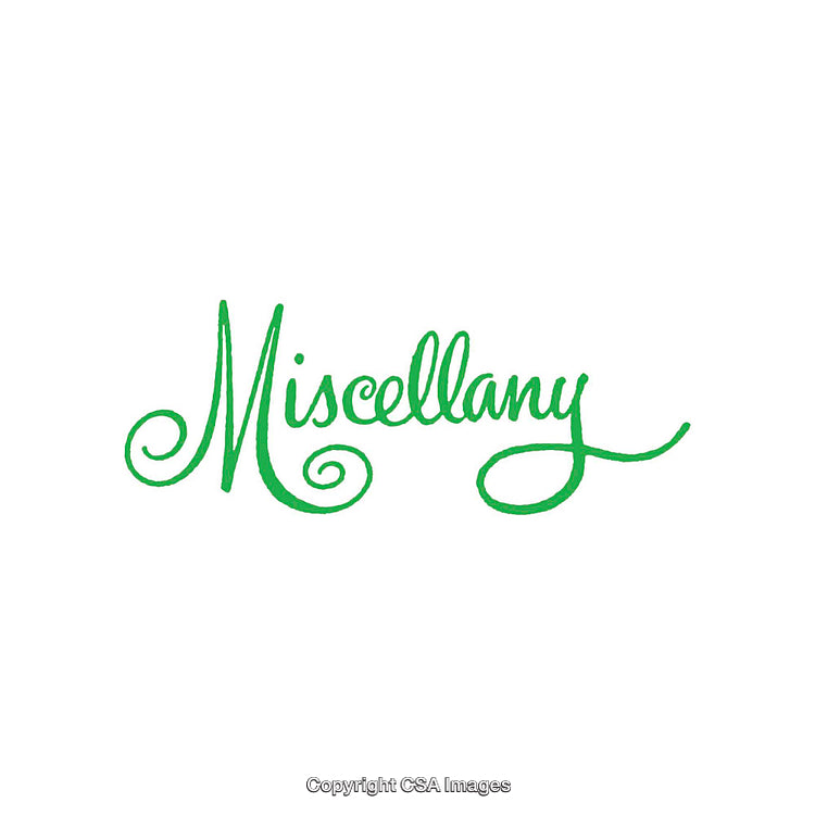 Elegant Green Handwritten Script Design of the Word Miscellany