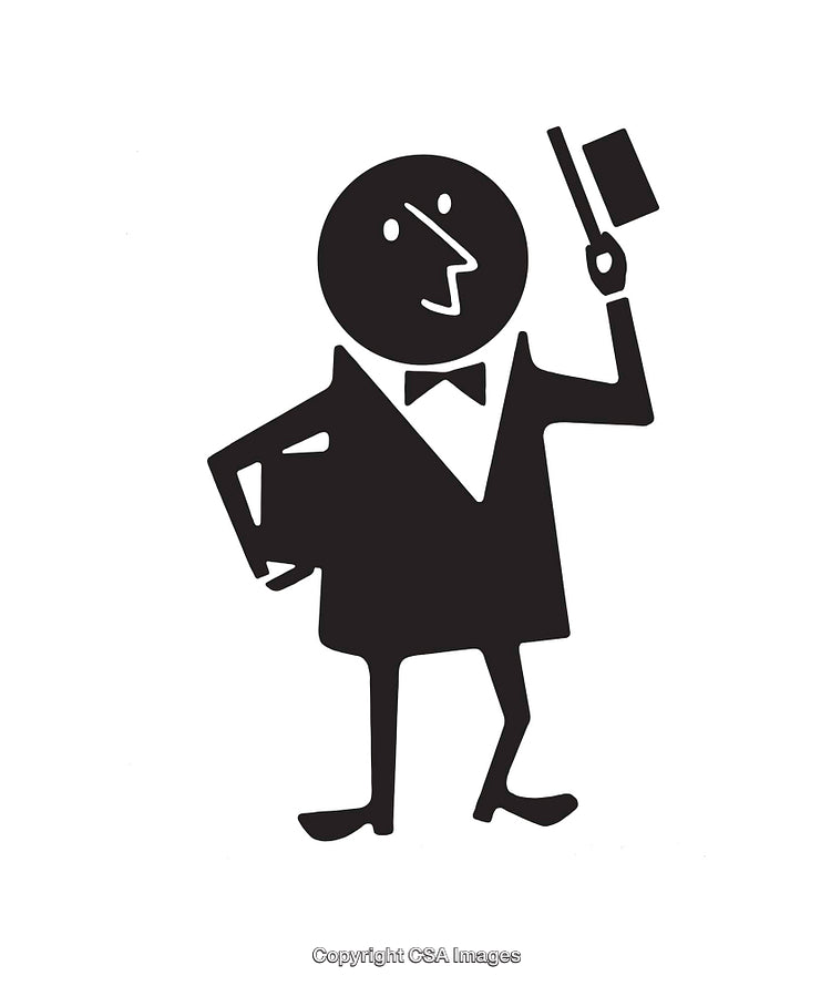 Monochrome Illustration of a Gentleman Tipping Hat in Polite Gesture