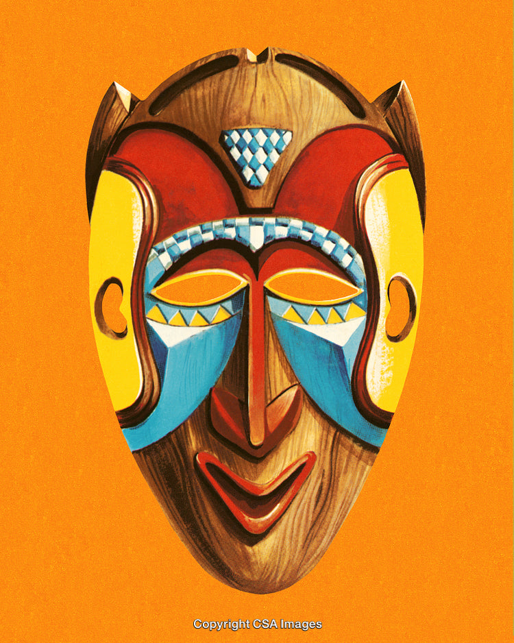 Vibrant Traditional Mask Design With Bold Colors and Cultural Significance