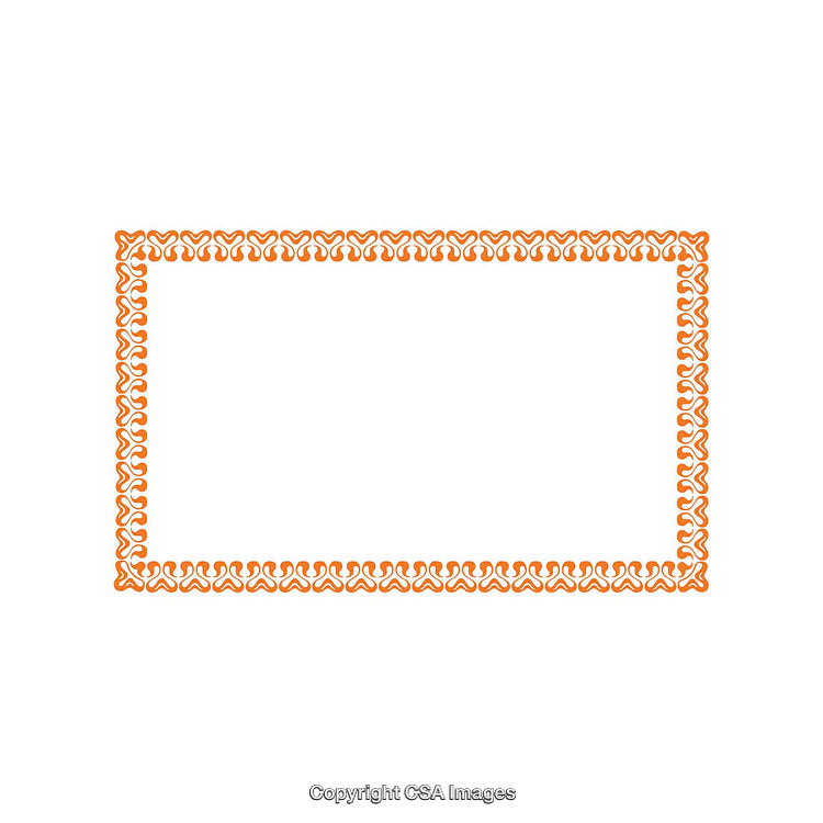 Decorative Orange Frame with Ornamental Pattern on White Background