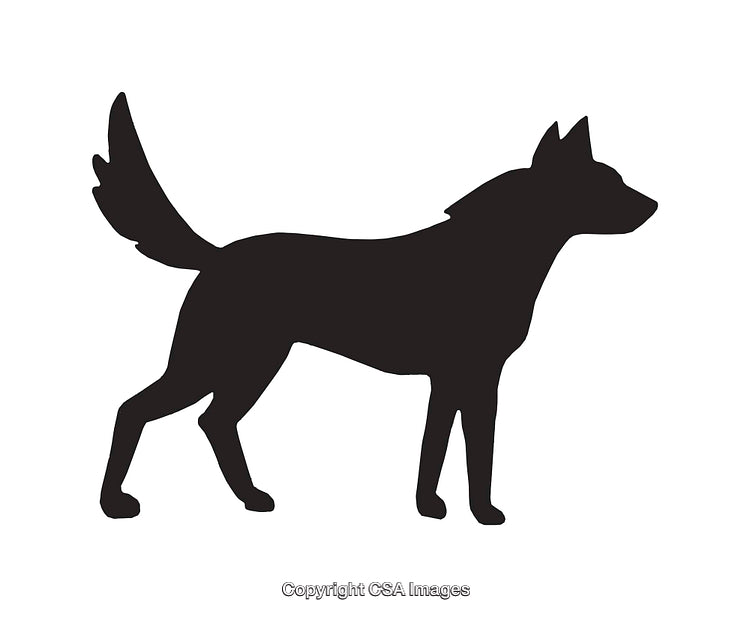 Silhouette of a Standing Dog in Black and White Art Style