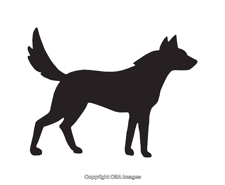 Silhouette of a Standing Dog in Black and White Art Style