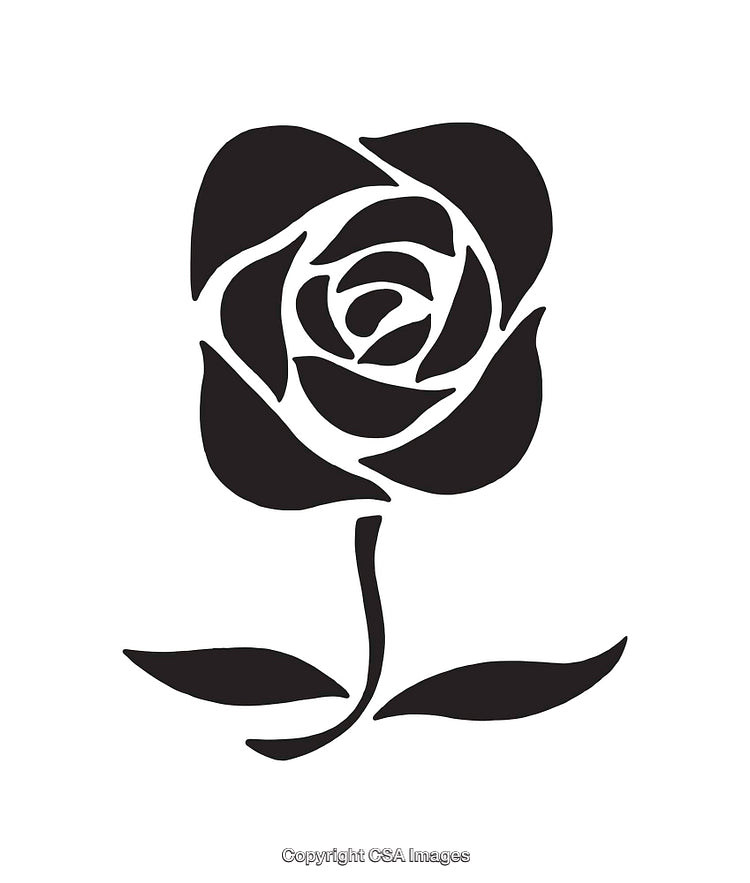 Black and White Line Art of Stylized Rose Illustration