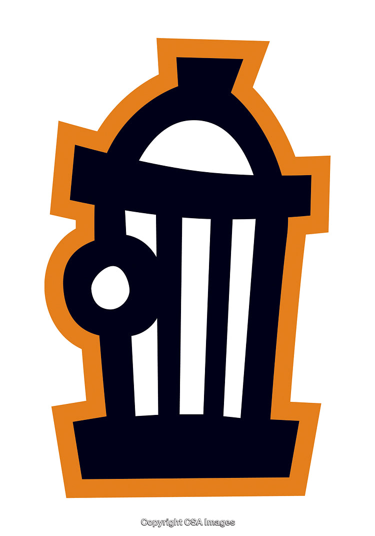 Bold Stylized Fire Hydrant Icon in Contrasting Colors and Geometric Design
