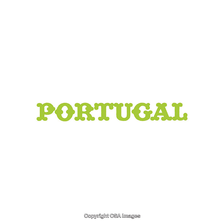 Stylized Green Portugal Text on White Minimalist Background