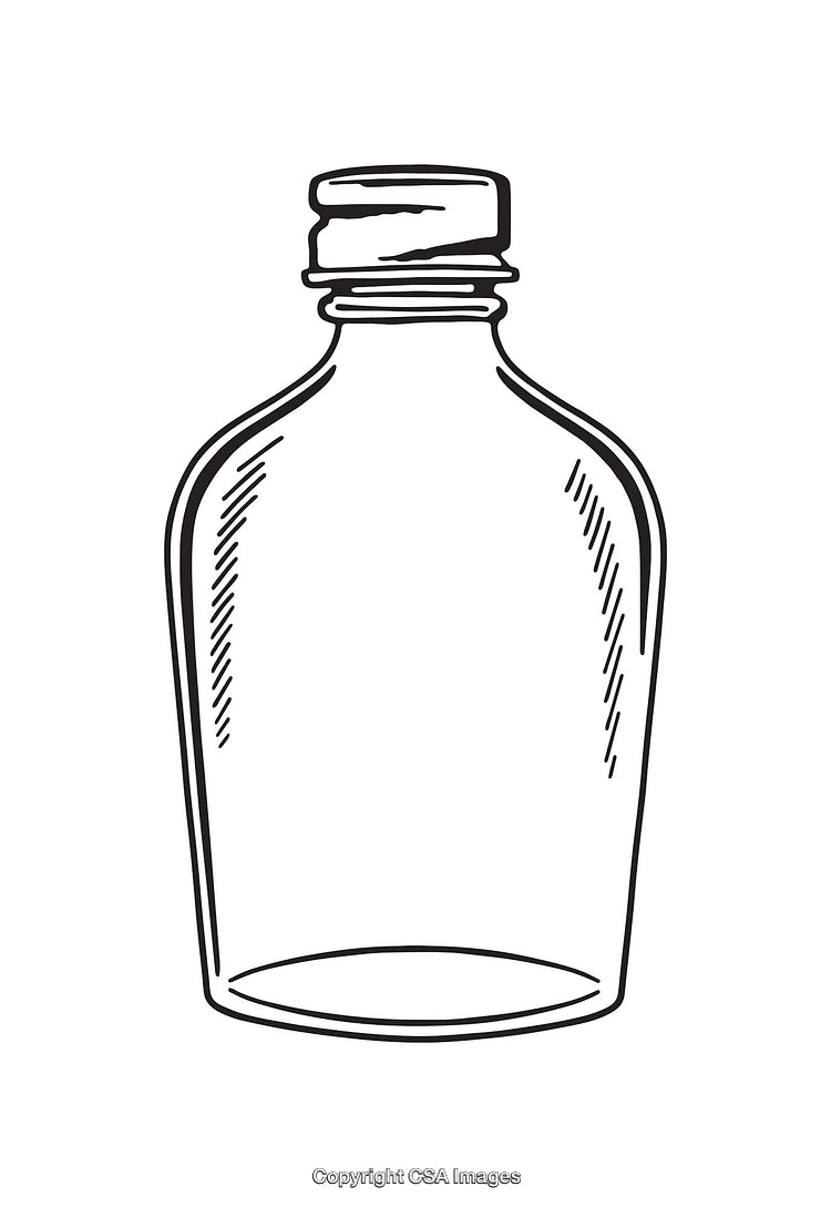 Black And White Line Art Illustration of Elegant Decorative Glass Bottle