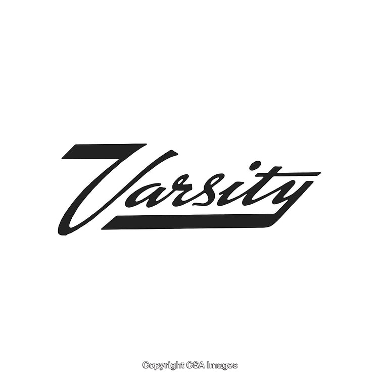 Stylized Varsity Text Illustration on a Clean White Background