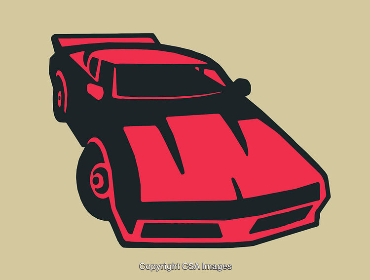 Retro Styled Illustrated Car Design With Bold Colors and Clean Lines
