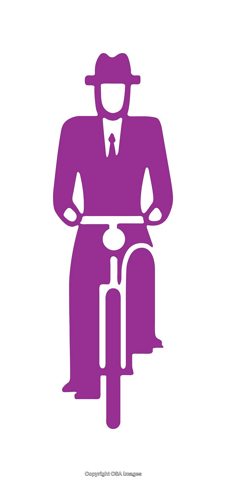 Purple Stylized Icon of Person Riding a Bicycle