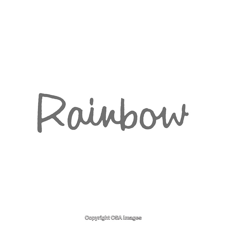Minimalistic Rainbow Text on White Background with Elegant Handwriting Style
