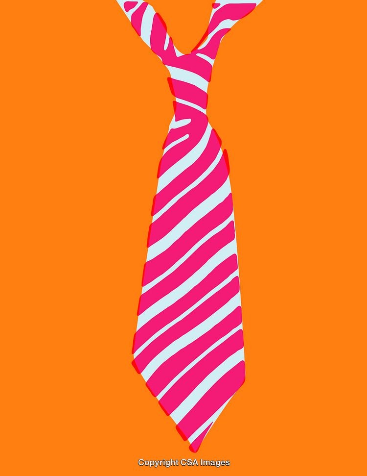 Vibrant Striped Tie on Bold Orange Background Art