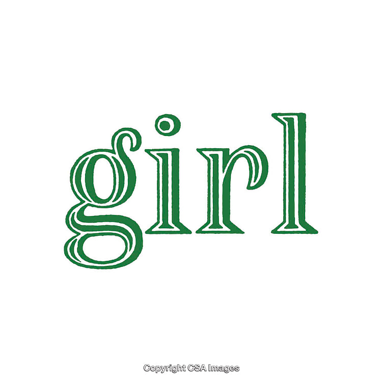 Stylized Singular Word Art Depicting 'Girl' in a Green Classic Font