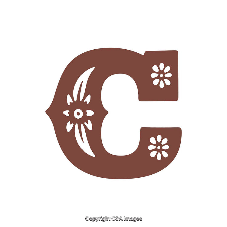 Decorative Letter C Design with Floral Intricate Patterns