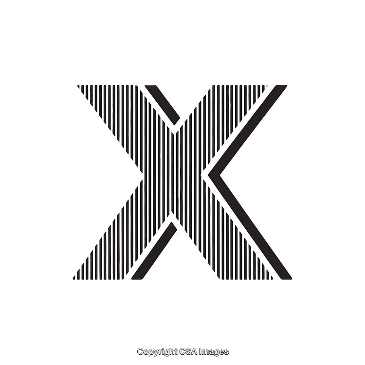 Stylized Letter X Design With Vertical Line Pattern