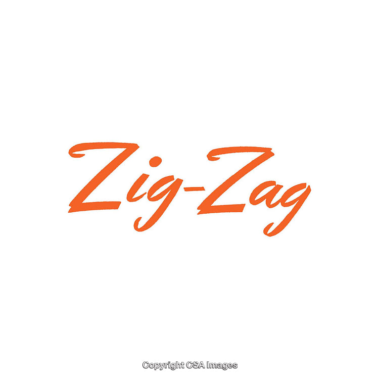 Brightly Colored Zig-Zag Text in Bold Orange on White Background