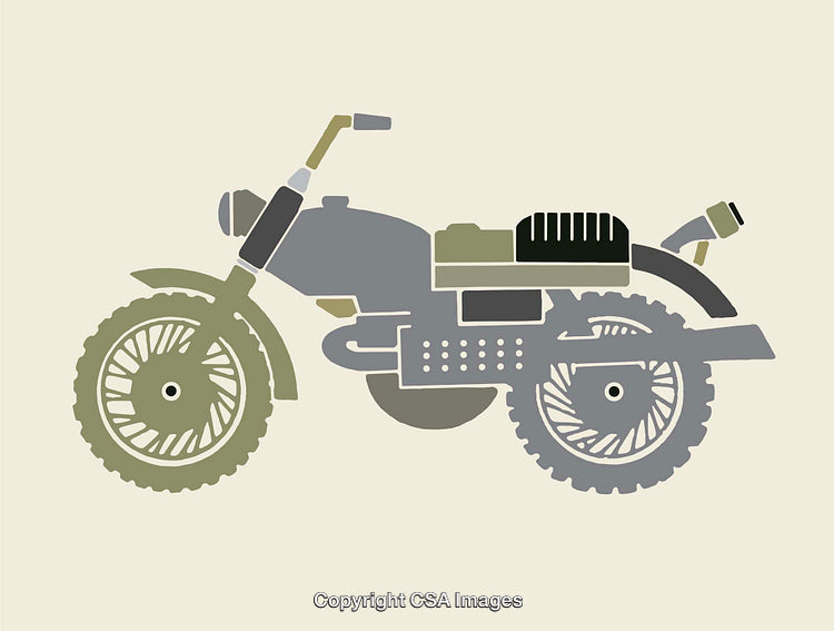 Vintage Motorcycle Line Art Illustration in Minimalist Color Palette
