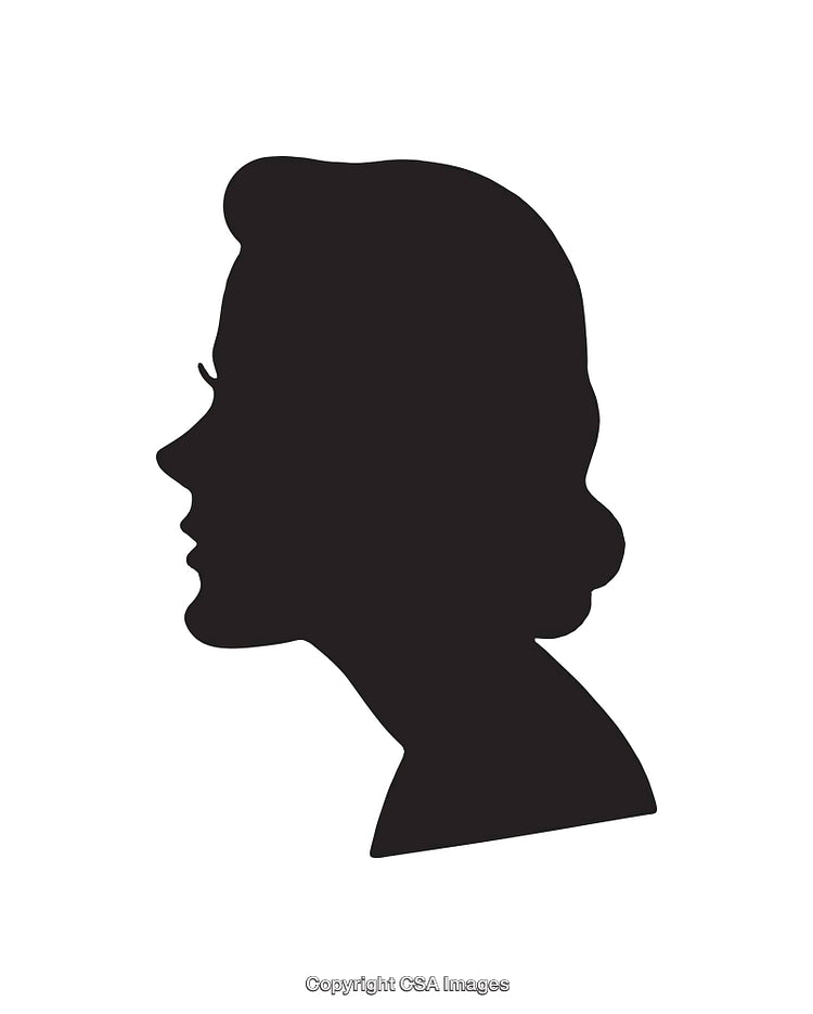 Classic Black And White Silhouette of a Woman's Side Profile
