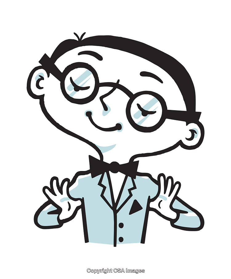 Playful Cartoon Character in Glasses and Suit Smiling Cheerfully