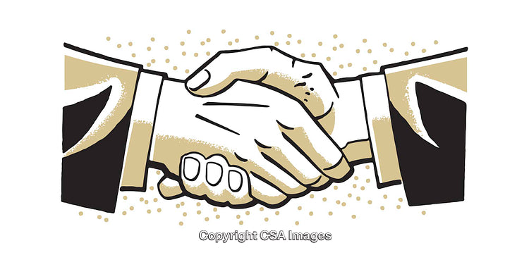 Illustrated Handshake Depicting Business Partnership and Agreement