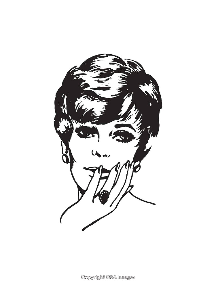 Elegant Line Art Portrait of a Stylish Woman in Black and White